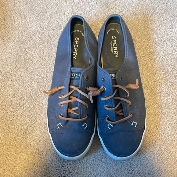 Navy Sperry Topsiders with Memory Foam - Picture 2 of 3